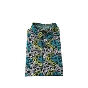 Robert Graham Monster AOP Cotton S/S Button Front Size Medium